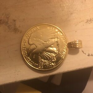Gold Plated Lady Liberty Half Dollar Pendant